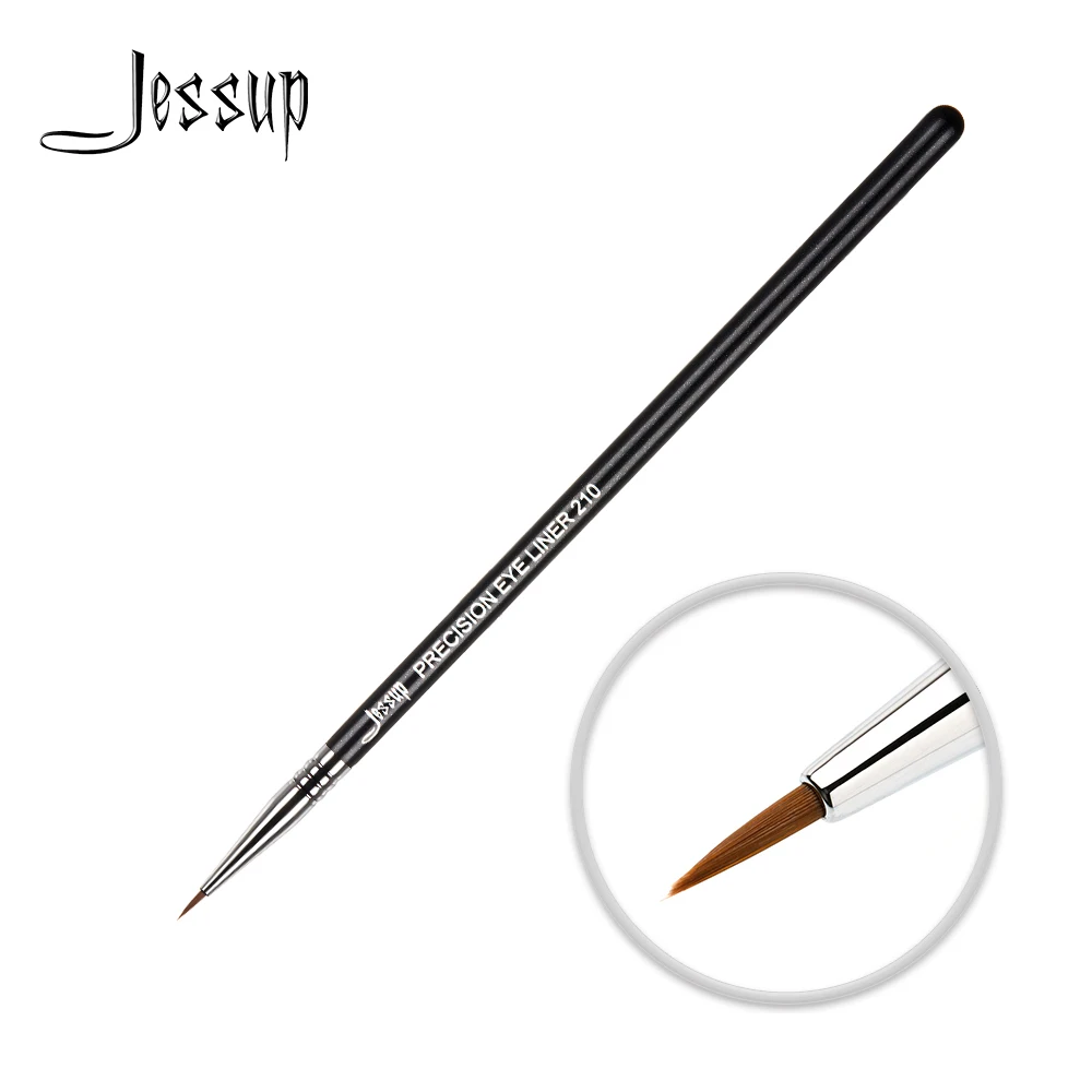 Jessup – Pinceau EYELINER de maquillage en fibres synthétiques, noir-argent, brosse de HAUTE PRÉCISION, outils et accessoire de cosmétiques, 210,