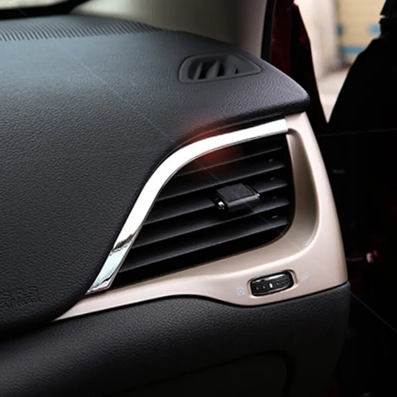 2014 2015 2016 2017 2018 For Jeep Cherokee KL Car ABS Chrome Air Condition Outlet Vent Frame Strip Cover Trim Accessories 2pcs