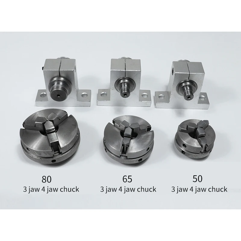 3/4 Jaws Steel Wood Lathe Chuck 65mm 50mm 80mm Turning Machine Tools Accessories M14 M25 Connecting Rod Adapter