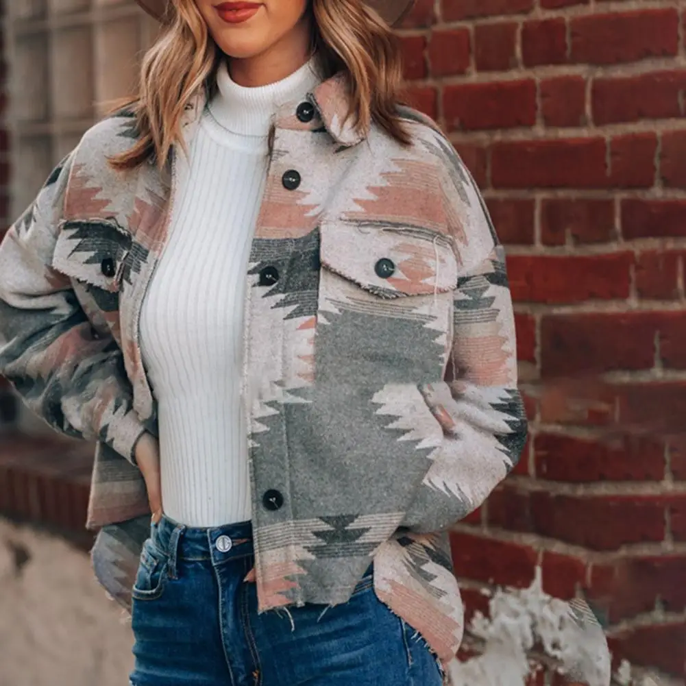 Colorful Stylish Vintage Ethnic Style Lady Coat Warm Winter Jacket Ethnic Style for Dating