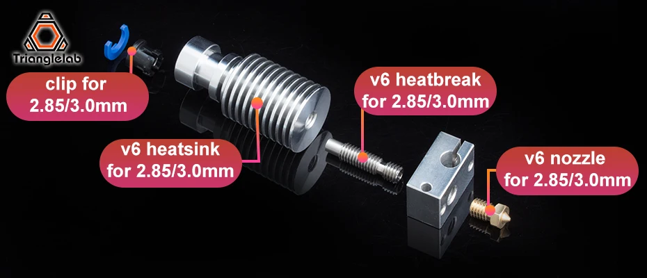 C Trianglelab V6 2,85/3,0mm Hotend 12V/24V Remote Bowen Print J-kopf Hotend und Lüfter Halterung Für HOTEND Für PT100 – Detail 16