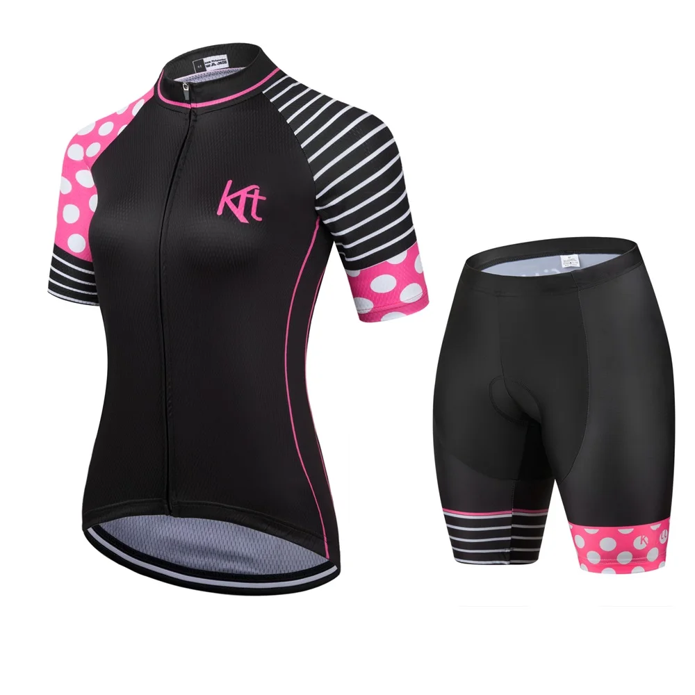 

Kafitt Women's Black Pink Go Pro Short Sleeve Cycling Jersey Sets Bike Clothing MTB Ropa Ciclism Bicycle Wear Quick Drying Tops