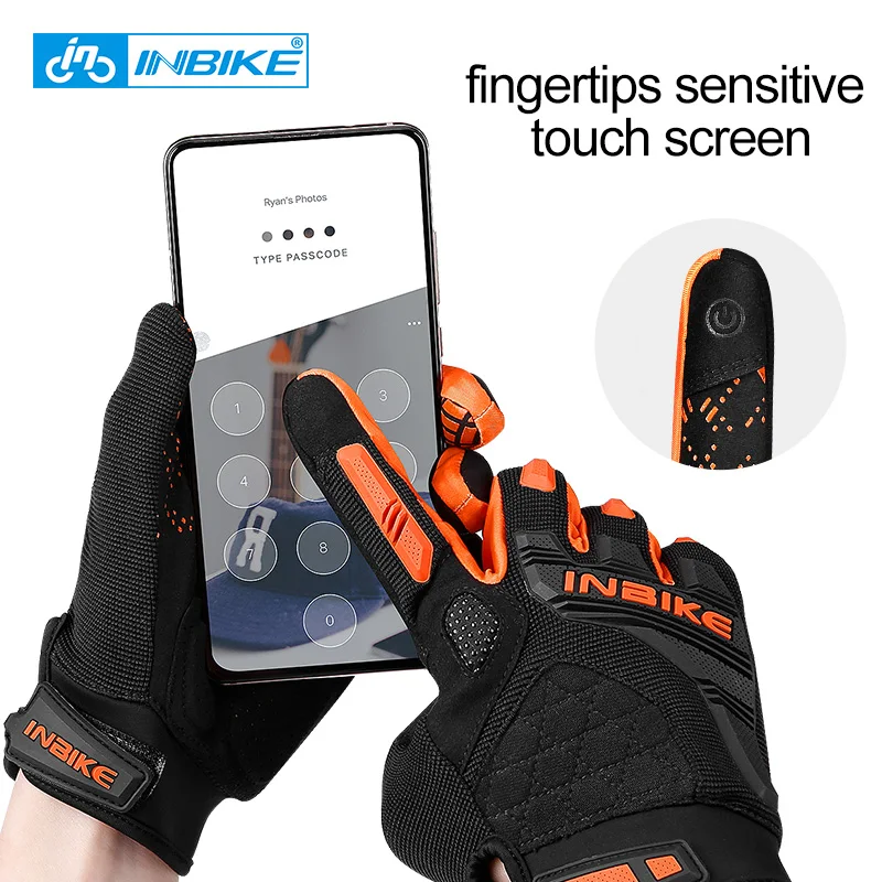 INBIKE MTB Men Women Cycling Riding Gloves Outdoor Bicycle Sport Breathable Touch Screen Anti-slip Shock-absorption Gloves MC020