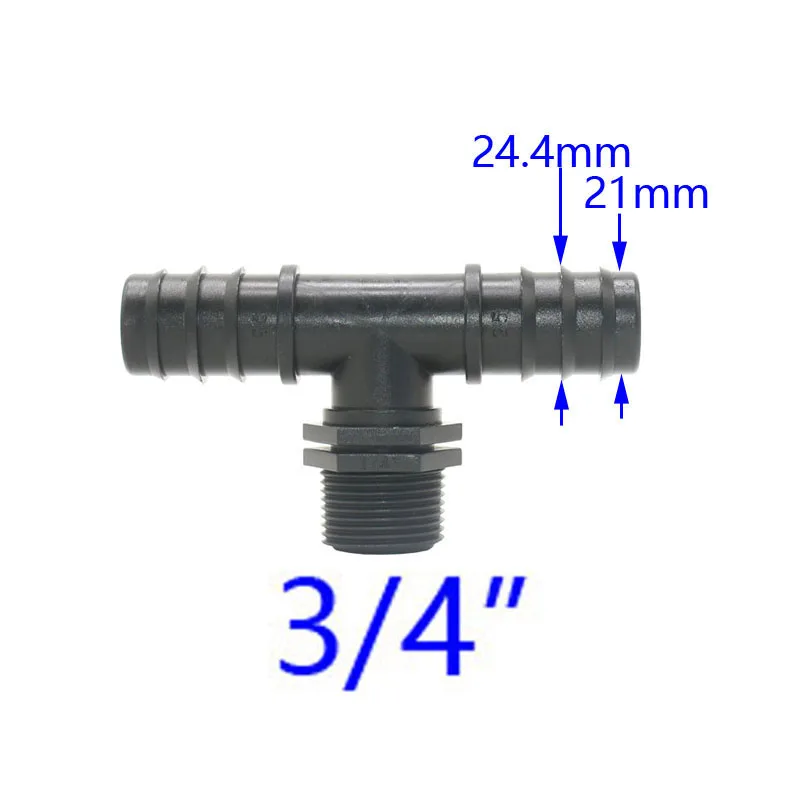 1/2 3/4 nici do 8/11mm 16mm 20mm 25mm złącze węża Tee 2-Way Splitter 3/8 1/2 3/4 rurki Pe Adapter 5 sztuk