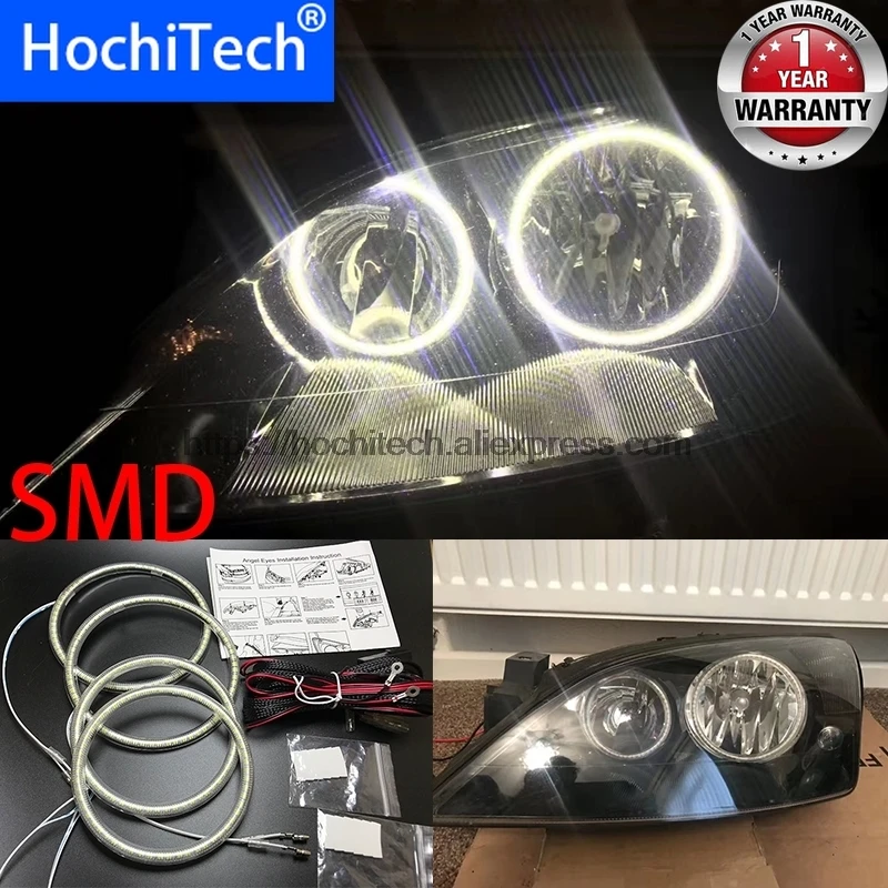 

HochiTech для FORD Mondeo MK3 2001-2007 автомобильный Стайлинг ультра яркий 6000K белый SMD Фотоэлементы кольца с ангельскими глазами