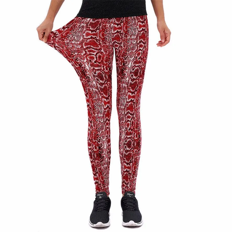 VISNXGI-Leggings con estampado de serpiente para mujer, pantalones deportivos de cintura alta para entrenamiento, Push Up, hasta el tobillo, fondo a