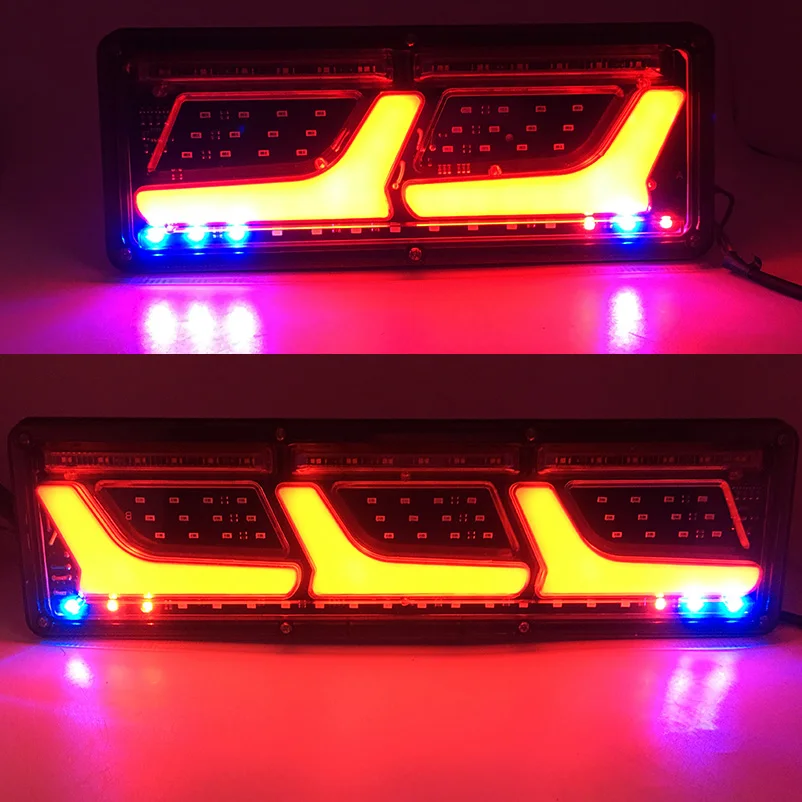 2Pcs 12V/24V Waterproof Truck LED Rear Tail Light Rear Turnning License Plate fog Stop Brake Running Reverse Lamp