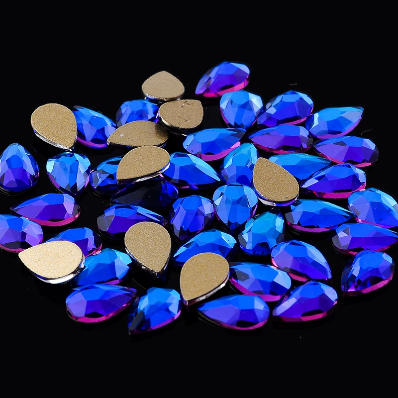 20Pcs Tear Drop 5.5x8mm New Sparking Colors 20pcs/Pack Rhinestone Crystal Flat  Marquise Stones For 3D Nail Art Salon Decoration