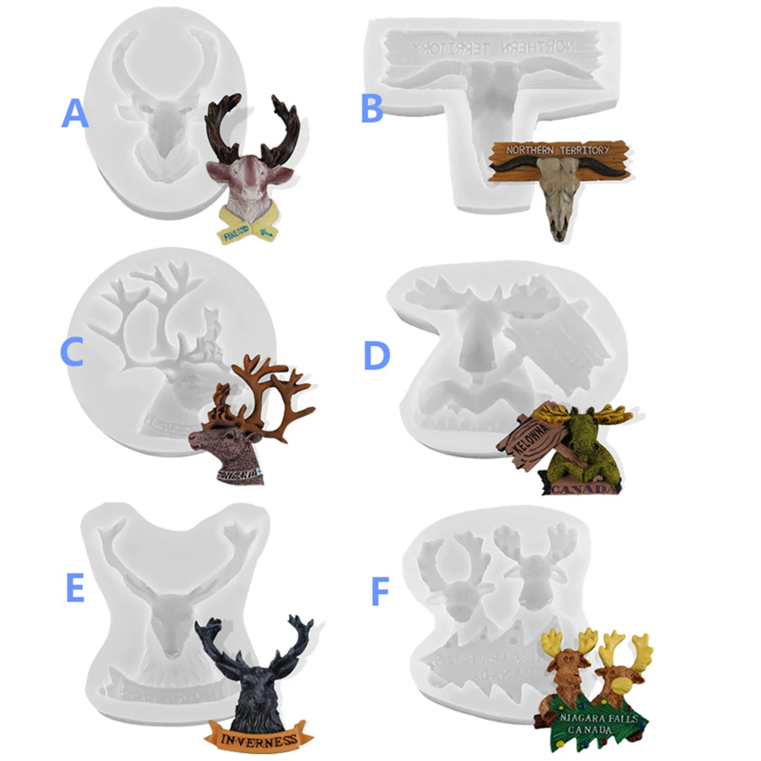 Luyou 6 Styles Christmas Deer Series Resin Fondant Molds Cake Decorating Tools Silicone Kitchen Baking  Accessories FM1987