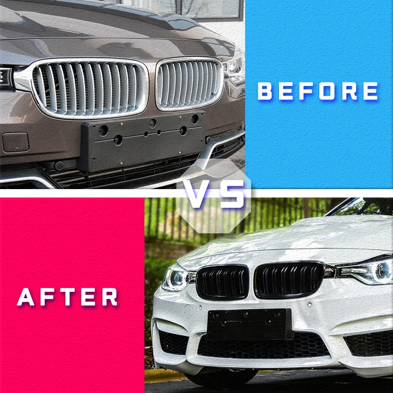 Car Front Bumper Racing Grille Grill For BMW 3 Series F30 F31 F35 F80 2012 2013 2014 2015-2018 1 Pair Gloss Black Kidney Grills