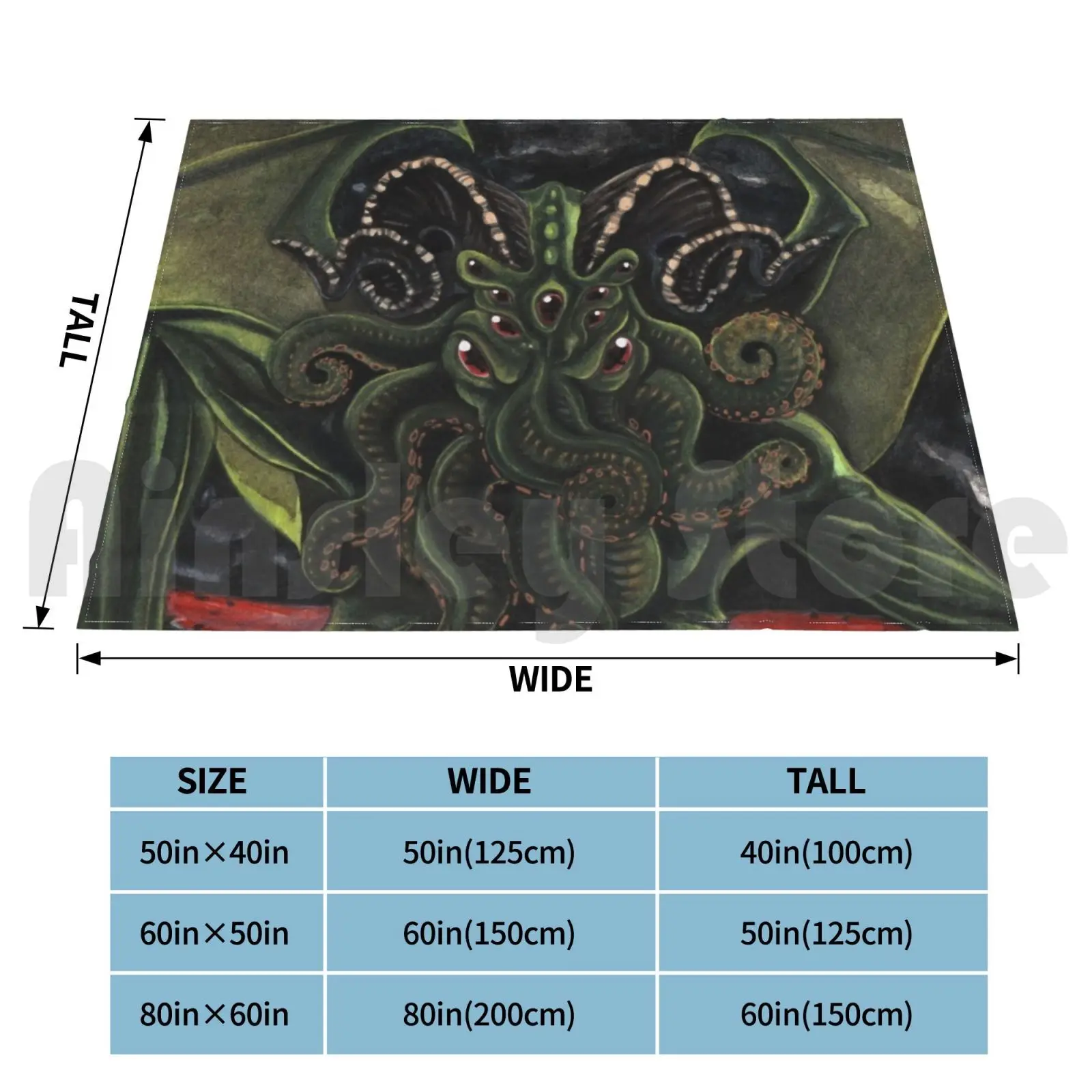 Cthulu Blanket Fashion Custom Eldritch Mermaid Merman Hippocampus Squid Octopus Mollusk Clam Sea Witch Wizard