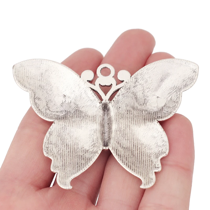 ZXZ 2pcs Tibetan Silver Large Butterfly Charms Pendants for Necklace Jewelry Making Accessories 71x55mm