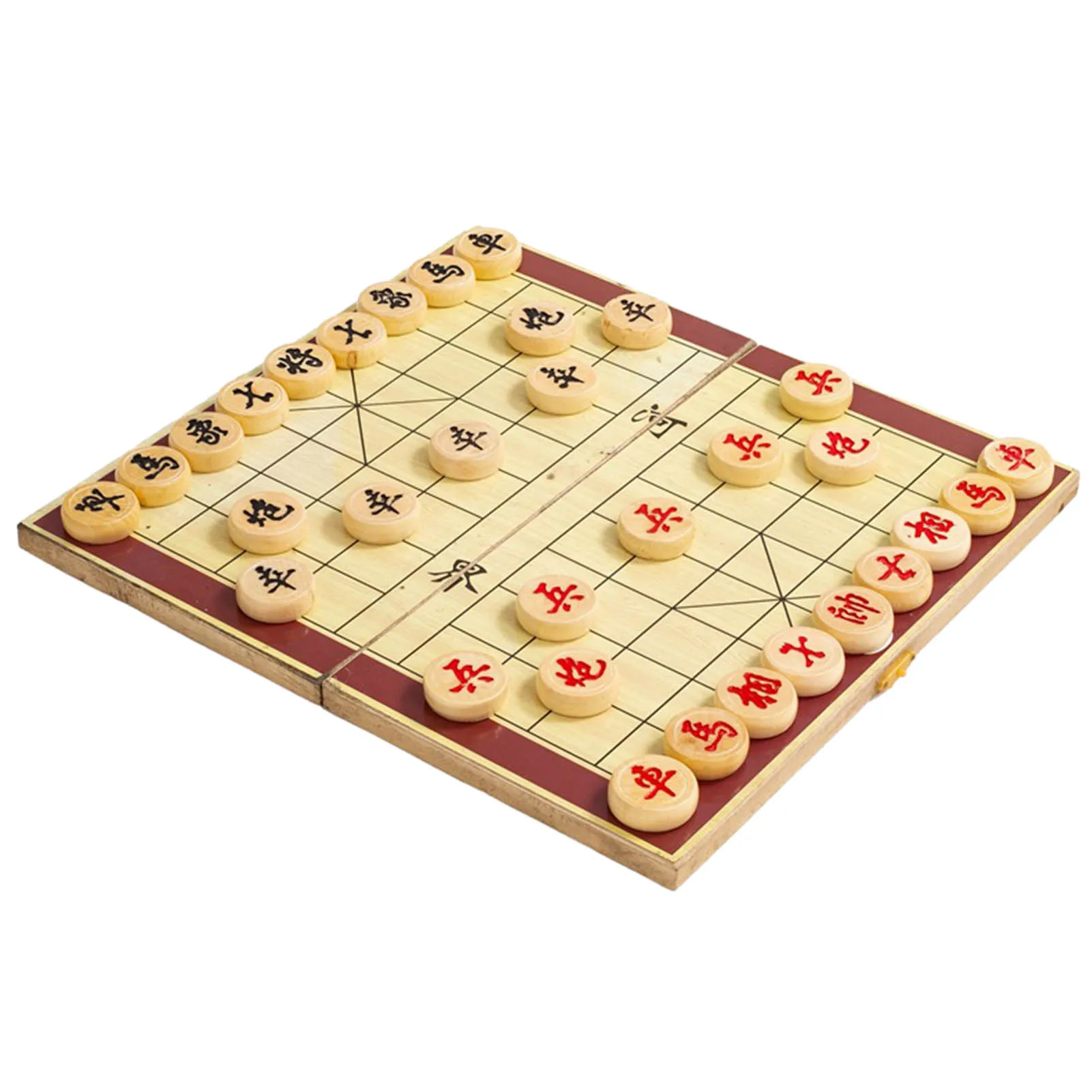 Chinese Chess Xiangqi Portable Foldable Wooden Travel Board Game Set For Kids Adults Travel Set