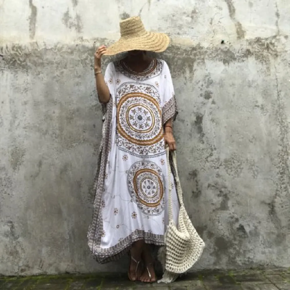 2023 لونغ بيتش التستر رداء دي بلاج ملابس السباحة التستر صيدا دي برايا طباعة المرأة ثوب السباحة التستر الستر للشاطئ # كعص