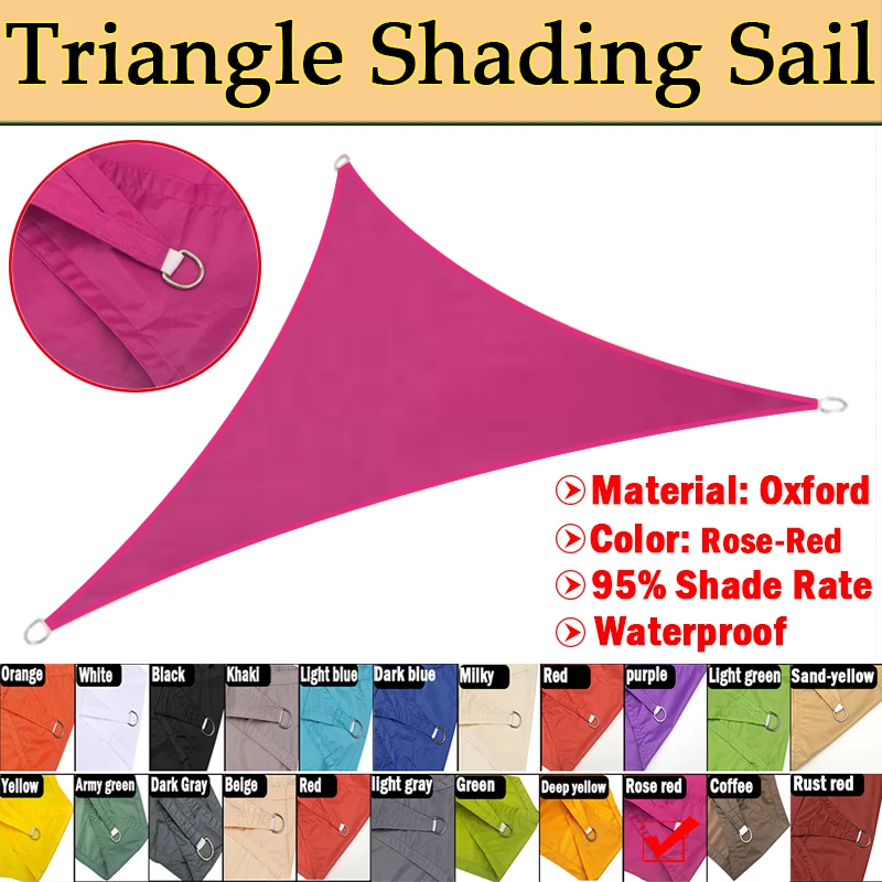 

Rose-Red Color Sunshade Sail Garden Patio Waterproof Awning Camping Picnic Tent Outdoor Amusement Park Triangular Sun Shade Sail