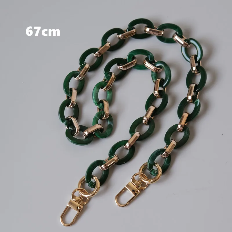 Cadena de Metal acrílico para bolso de mujer, accesorios de moda, correa de lujo, Asa de embrague de hombro, verde y marrón, novedad