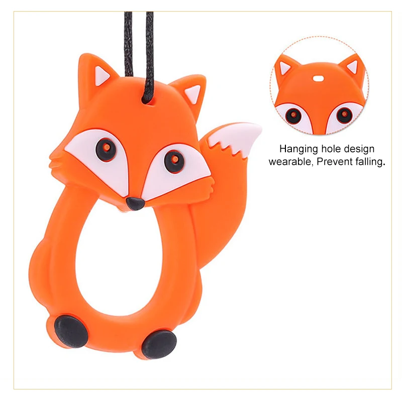 Juguetes mordedores de silicona de zorro, 1 pieza, accesorios para collar, juguetes para masticar para niños, cuentas de silicona de zorro, mordedor