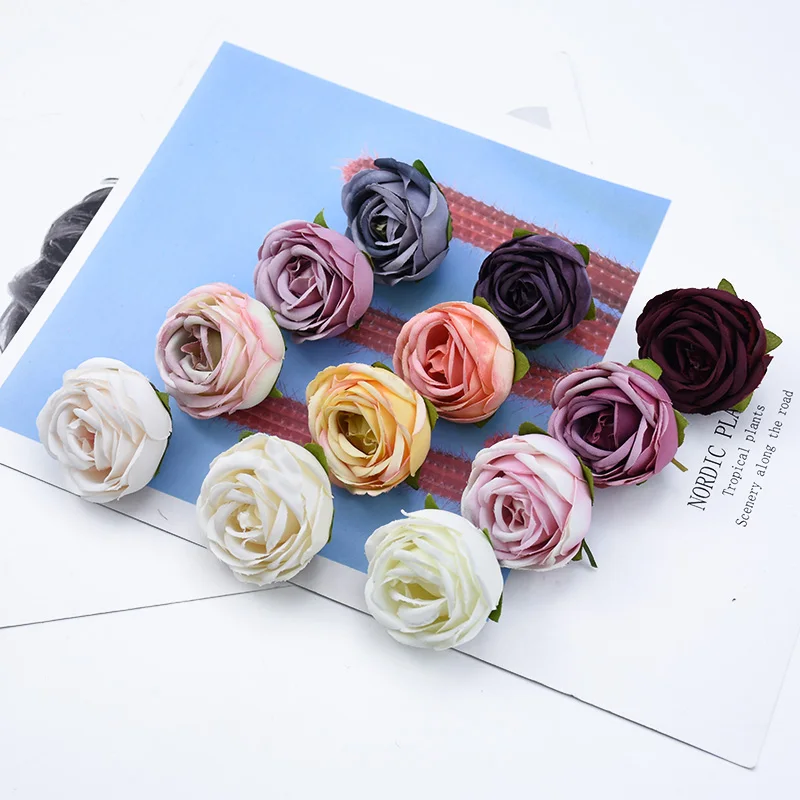 10 Pieces Fake Rose Head Home Decoration Accessories Candy Box Brooch Diy Wedding Bridal Accessories Clearance Birthday Garland