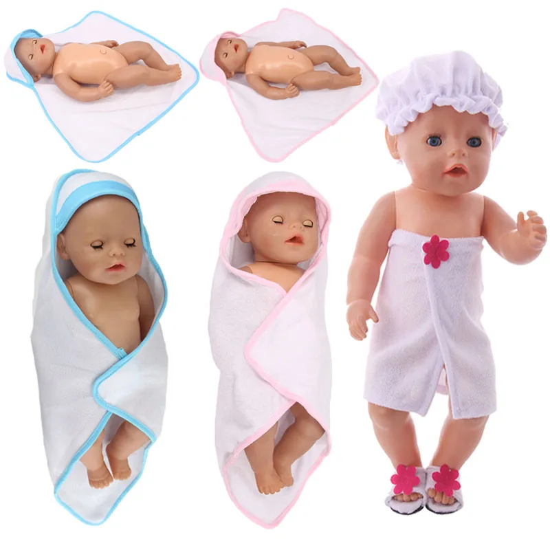 Doll Bath Towel Pajamas Blanket Fit 18 Inch American&43 Cm Baby New Born Doll Reborn Our Generation Christmas Girl`s Toy Gifts