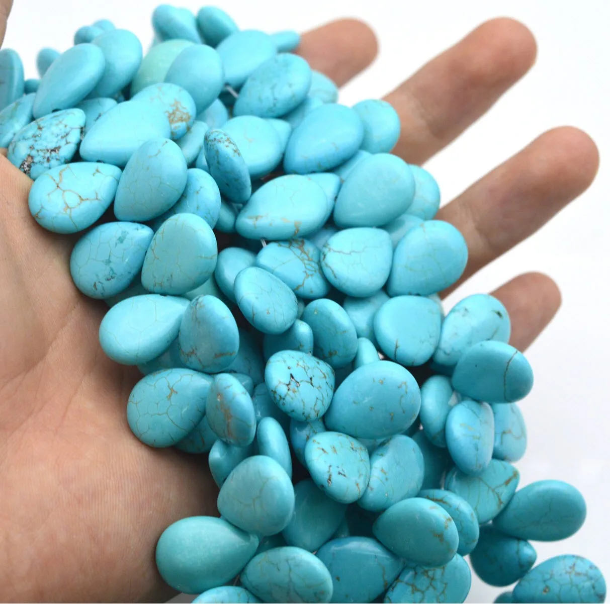 

Natural Stone Loose Turquoise Beads Tear Shape Cross Hole Waterdrop Bead For DIY Jewelry Making Bracelet Accessories Strands