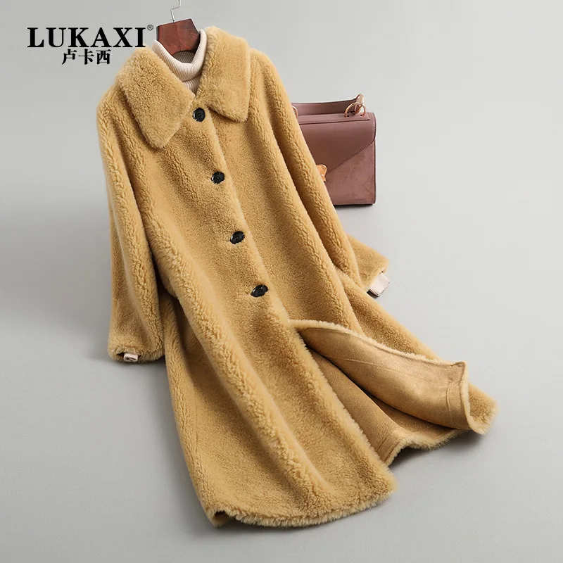 

Natural Real Fur Coat Women Winter Sheep Shearing Jacket Korean Fashion Ladies Clothes 2020 Thick Warm Long Coats YT002