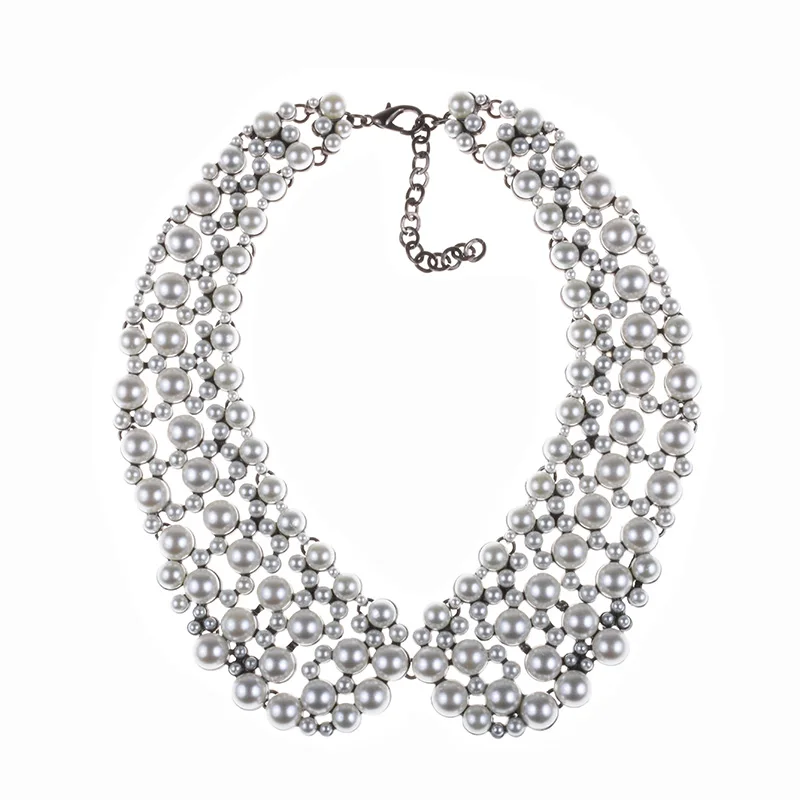 2025 New Multilayer Faux Pearl Large Collar Big Bib Choker Necklace Women Luxury Crystal Statement Necklace Indian Jewelry