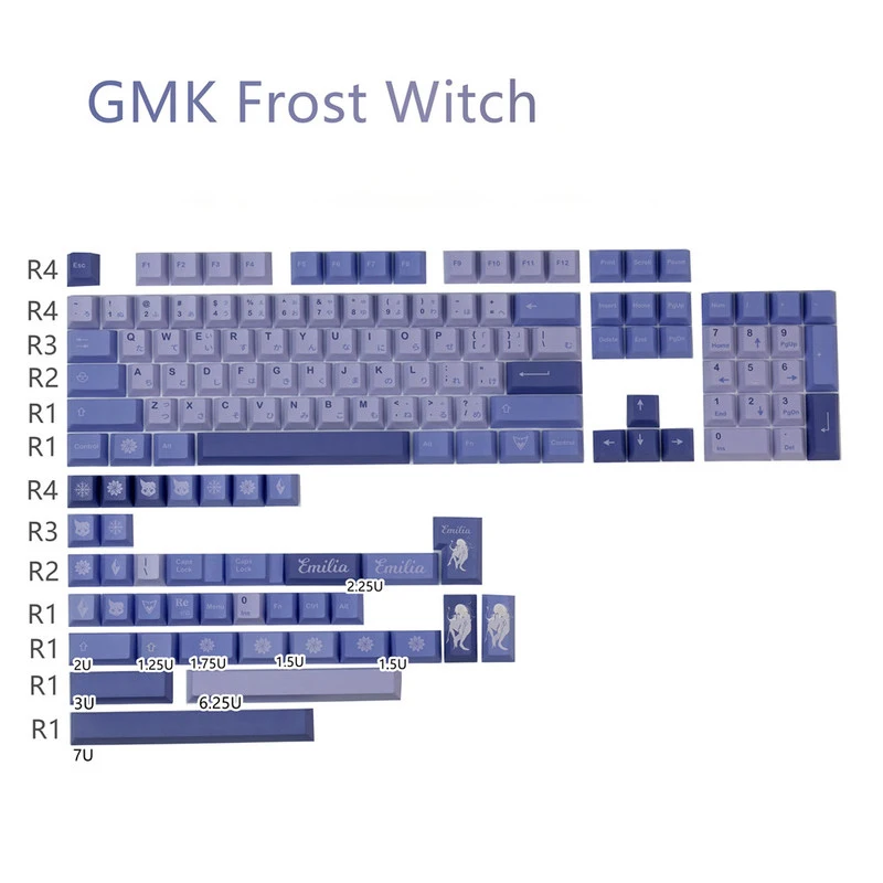 140 Keys/set GMK Frost Witch Keycaps PBT Double Shot Keycap Cherry Profile Key Cap With ISO Enter 7U Spacebar For HHKB EU Layout