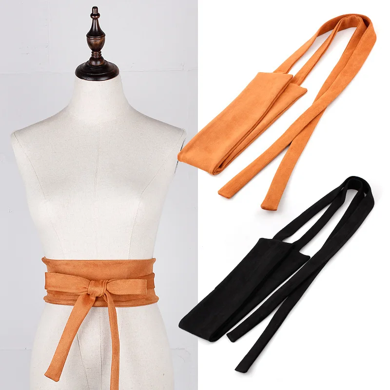 

Fashionable Women's Woven Belt Wild Dress Wide Waist Seal Super Long Soft Streamer Wild Women's Wide Belts Decoration