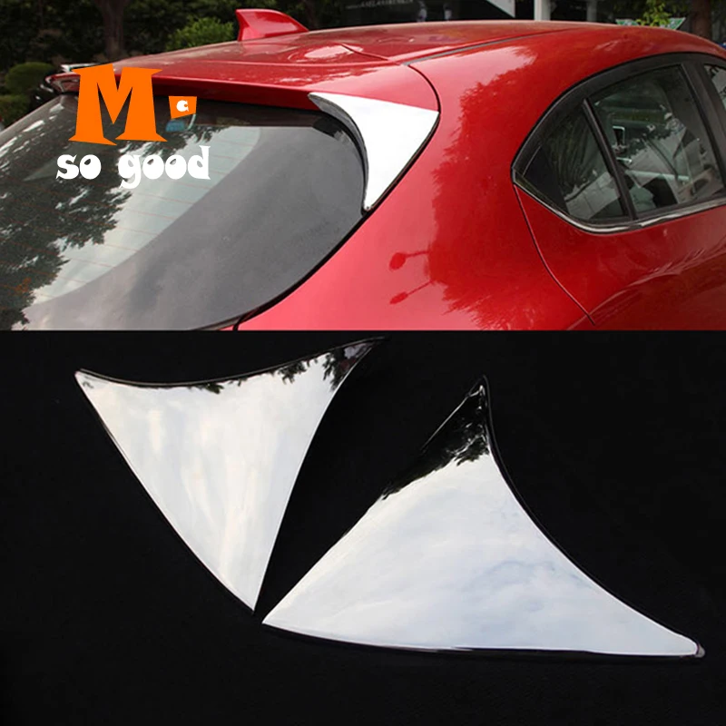 2014 2015  2016 2017 2018 For Mazda 3 Axela Hatchback Car ABS Chrome Rear Window Spoiler Side Wing Cover Trim Bevel Garnish