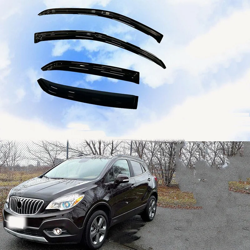 For Buick Encore 2013-2019 High quality Acrylic black Window Visor Vent Sun Shade Rain Guard Door Visor 4pcs