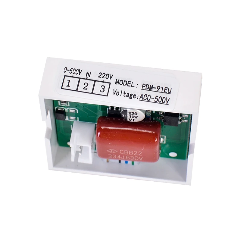 AC Voltmeter For Water Pump Plug-in Board LCD Monitor Smart Chip Voltage Meter White AC0-500V 40*40*25mm