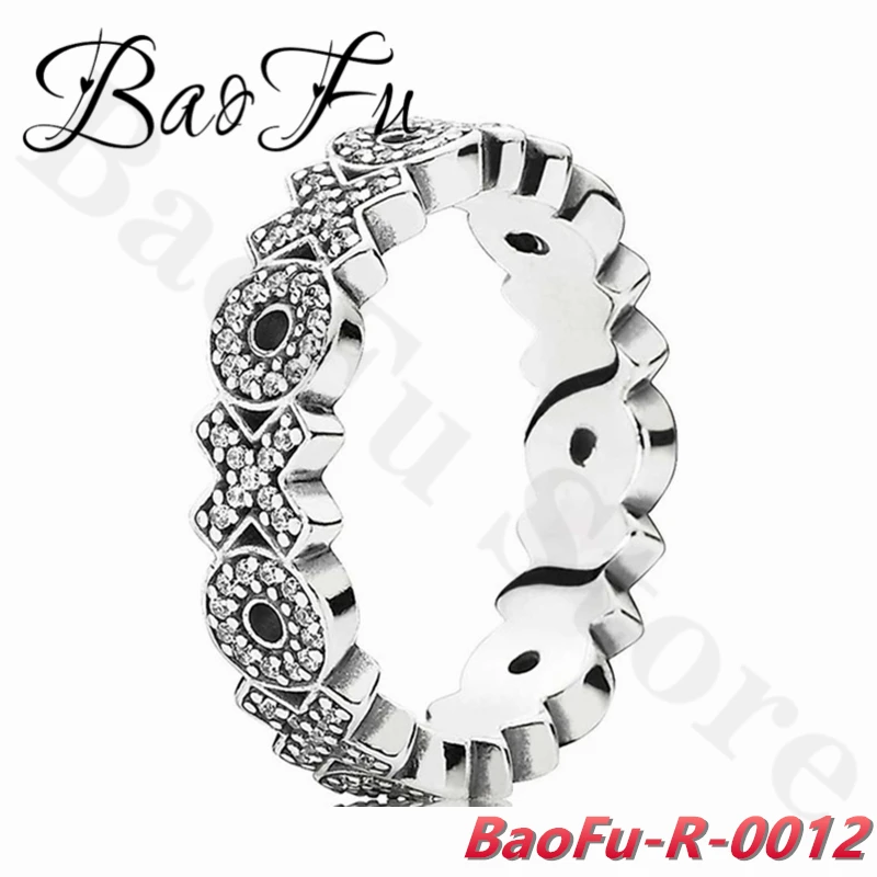 BaoFu Genuine 925 Sterling Silver Ring Romantic X And O Letter Connected Ring Suitable For Original European Female Jewelry