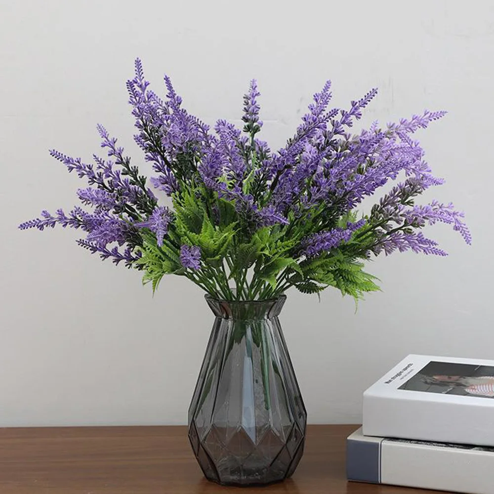 Artificial Lavender Bouquet Romantic Purple Simulation Flower Branches Outdoor Garden Valentine's Day Indoor Home Decoration