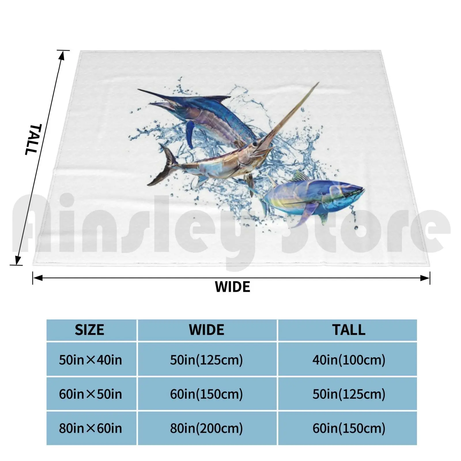 Blanket Blue Marlin Swordfish Tuna 2461 Fishing Marlin Tunatiger Shark Shark Ocean Saltwater