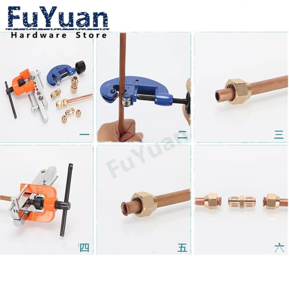 1pcs Flared Brass Type T Tee Pipe fittings 6/8/10/12/14mm Tube connector Fitting Air Conditioning Extension Tool Adapter
