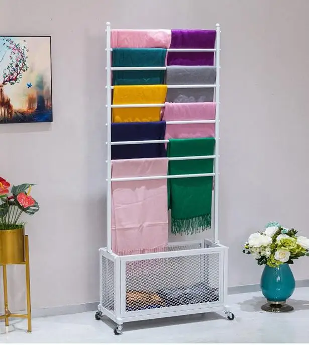 Display rack fresh flower wrapping paper ribbon storage rack floor type hanging scarf silk scarf multi layer display