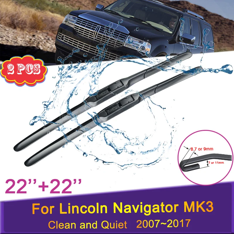 

Car Wiper Blades for Lincoln Navigator MK3 2007 2008 2009~2017 Front Windshield Frameless Snow Scraping Balck Rubber Accessories