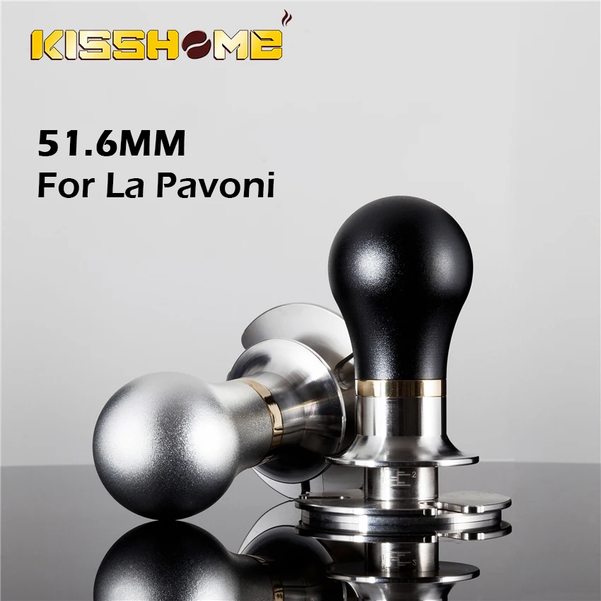 51.6MM Elasticity Adjustable Coffee Tamper Stainless Steel Flat Base Pressure Powder Hammer For La Pavoni Barista Accessories