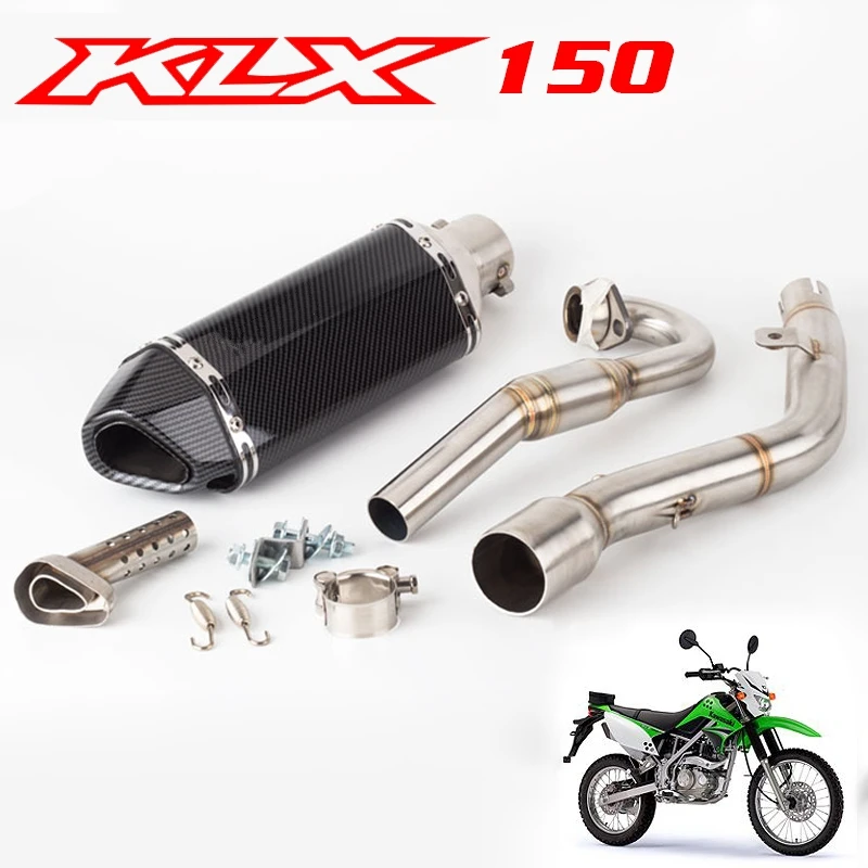 KLX150 KLX150BF KLX150L 51mm slip-on exhaust elbow headers link pipe laser marking pit dirt bike escape moto for Kawasaki KLX150