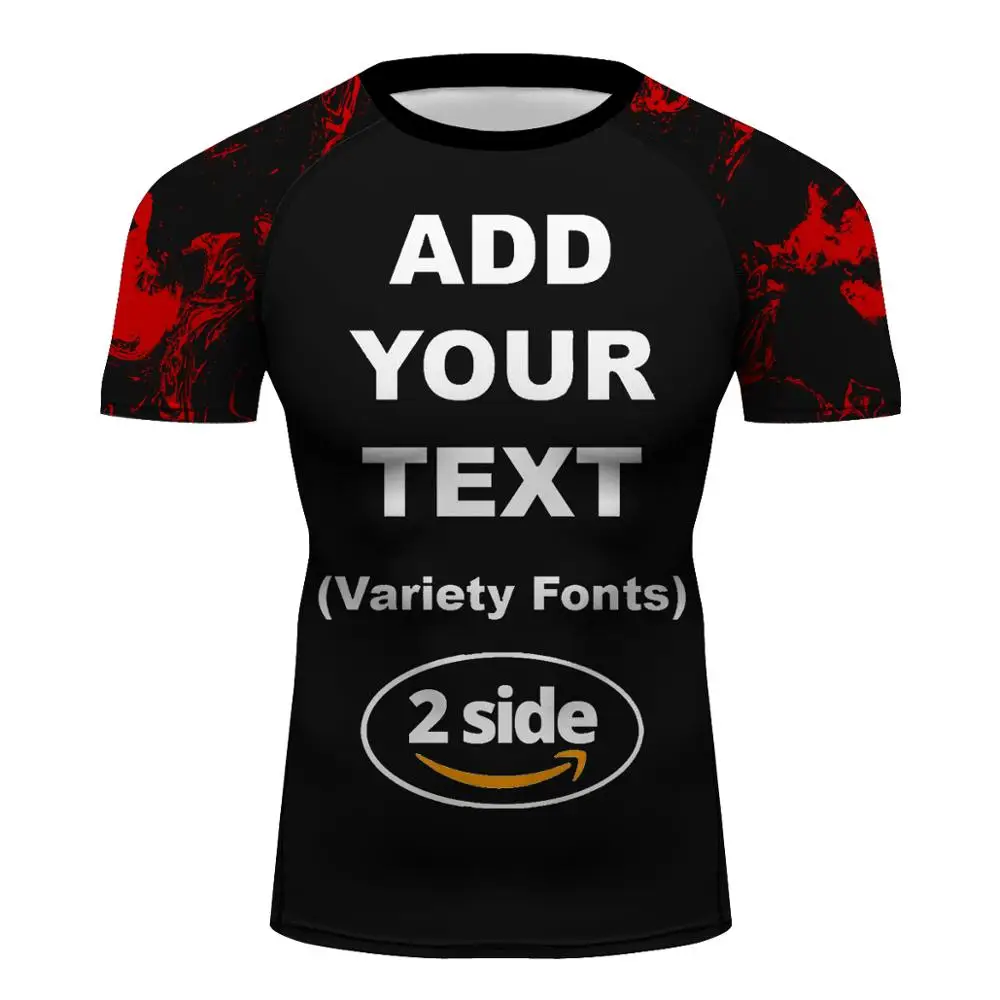 Customized & Personalized Text Short Sleeve Athletic Tees Running Baselayer Training Rash Guard, MMA, BJJ, No-Gi, Cross