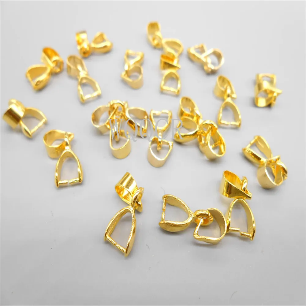 

200PCS 18K Gold Pendant Clip Connector Pinch Bail Clasp For DIY Jewelry Making Necklace Pendants Hook Accessories Supplier