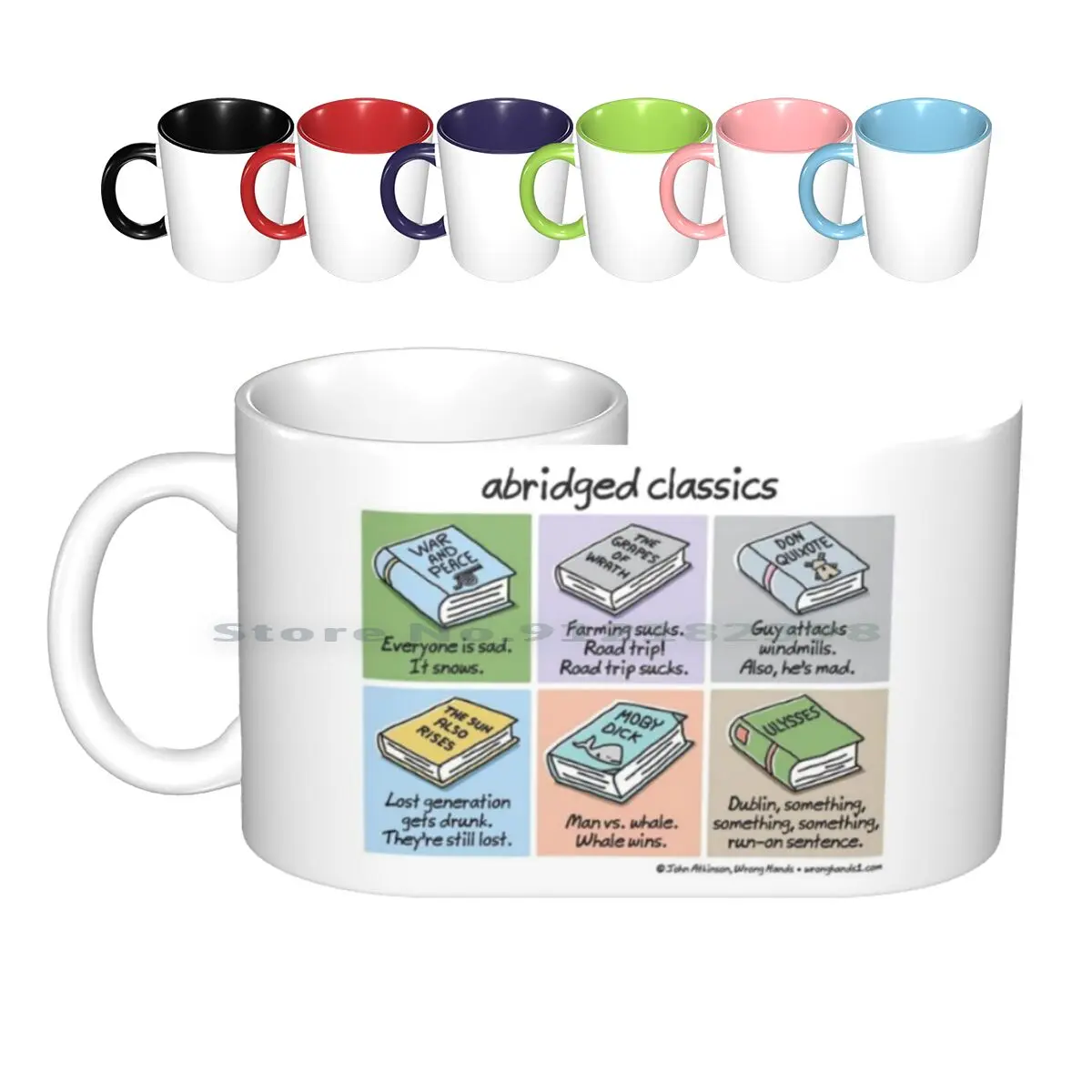 Abridged Classics Ceramic Mugs Coffee Cups Milk Tea Mug Books Reading Literature Cartoon Comic Wrong Hands Humor Classics