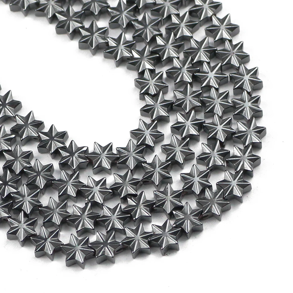 Snow Shape 60pcs 7x3mm Black Hematite Hexagram Natural Stone DIY Spacers Loose Beads For Jewelry Bracelets Making Accessories