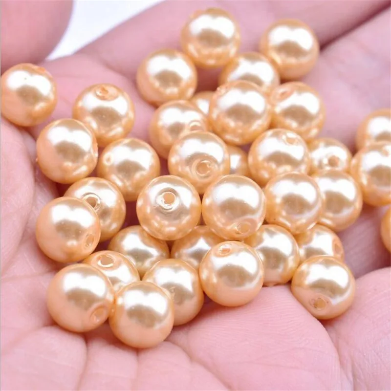 High quality 4 6 8 10 12 14MM Glass Pearls Round Imitation Pearl Beads DIY Bracelet Earrings Charms Necklace for Jewelry Making