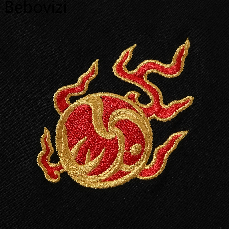 Chinese Style Men Streetwear Harajuku T-Shirt Dragon Embroidery Tshirt 2021 Summer Japan Short Sleeve T Shirt Cotton Casual