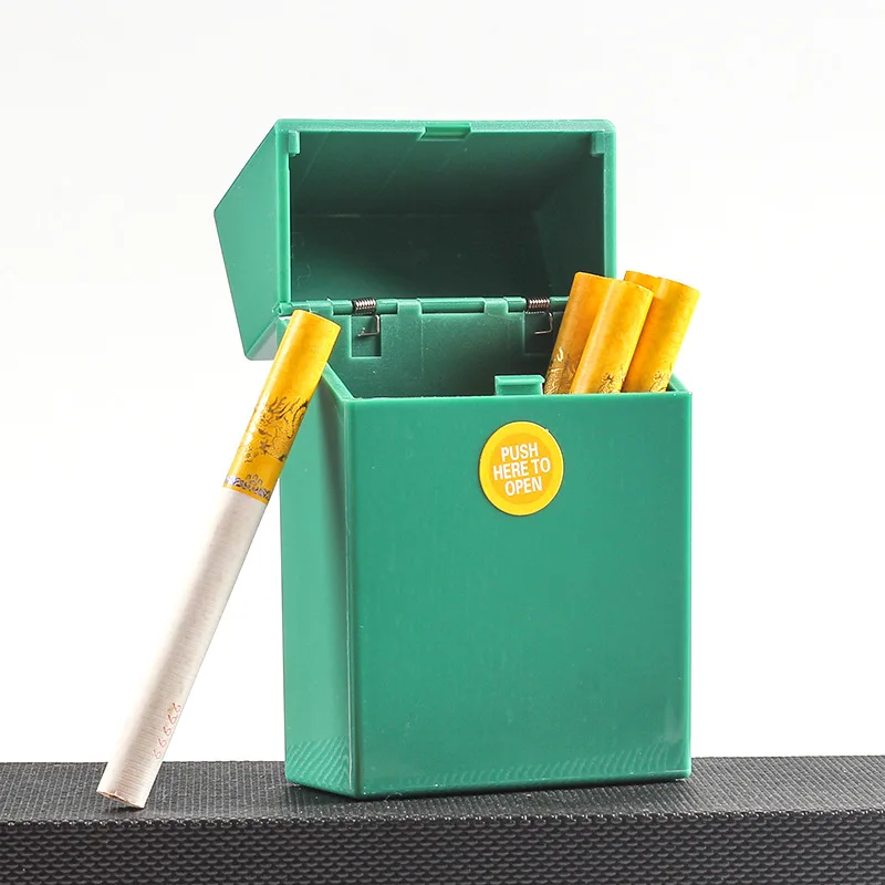 1pc RANDOM COLOR Top Flip Press Open Plastic Cigarette Case 20/25/30/40/50sticks Capacity Sticks Lighter Storage Box Holder