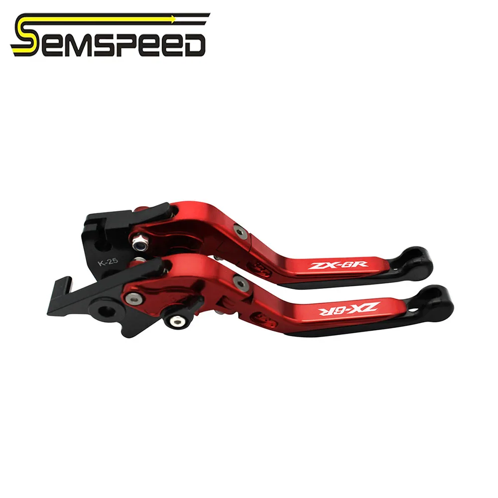 SEMSPEED ZX-6R logo Motorcycle CNC Folding Extendable Brake Clutch Lever For Kawasaki Ninja zx 6r ZX6R 636 2019 2020 Accessories