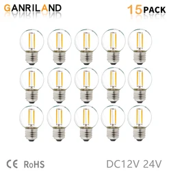 GANRILAND Retro Edison LED Filament Light Bulbs DC 12V 24V Low Voltage G40 1W E27 Warm White 2700K LED Lamp  Replace 10W Bulbs