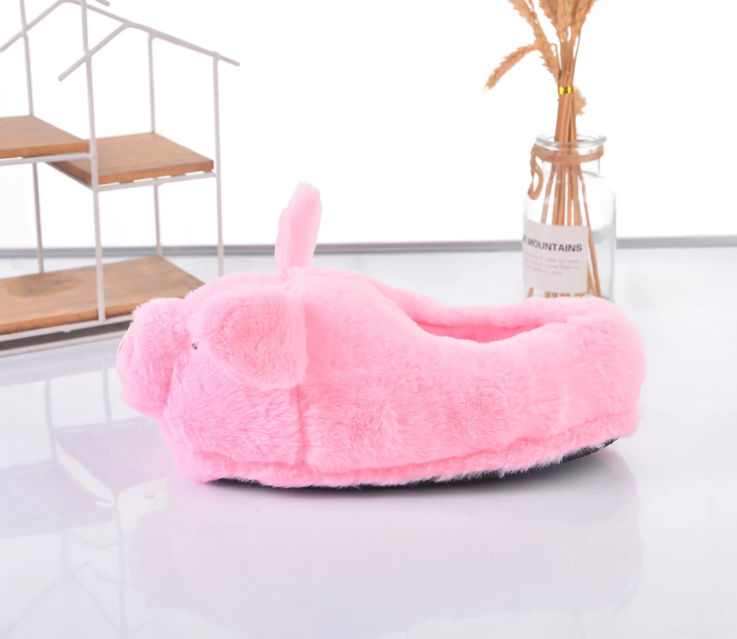 Winter Women Warm Indoor Slippers Ladies Fashion Shoes Cute Pink Pig Soft Short Furry Plush Home Floor Slipper