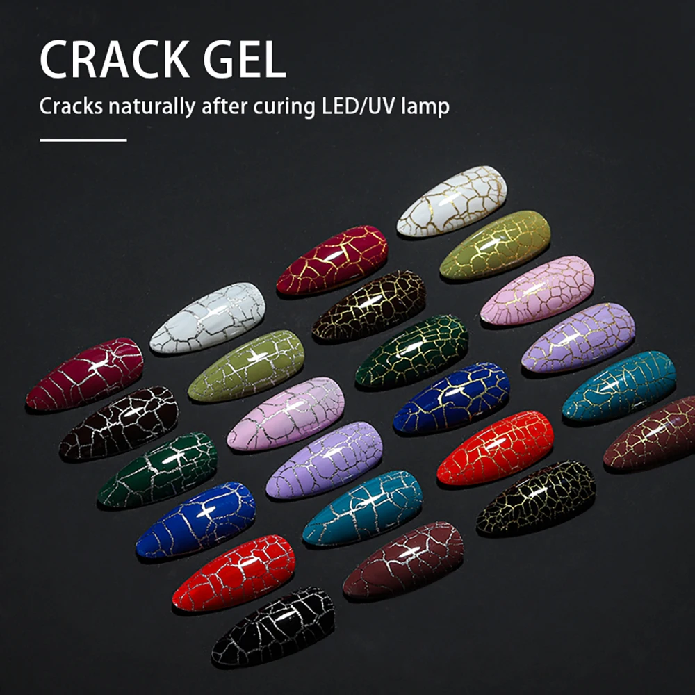 Vendeeni 15 Color Automatic Crack Gel Nail Polish Tortoise Shell Shape UV Soak Off Gel Lacquer Polish Crack Nail Art Gel Varnish